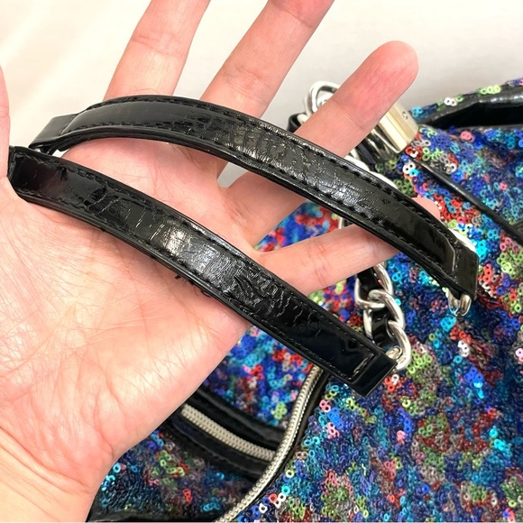 Betsey Johnson Sequin Large Shoulder Tote Slouchy Weekend Bag - Picture 5 of 17